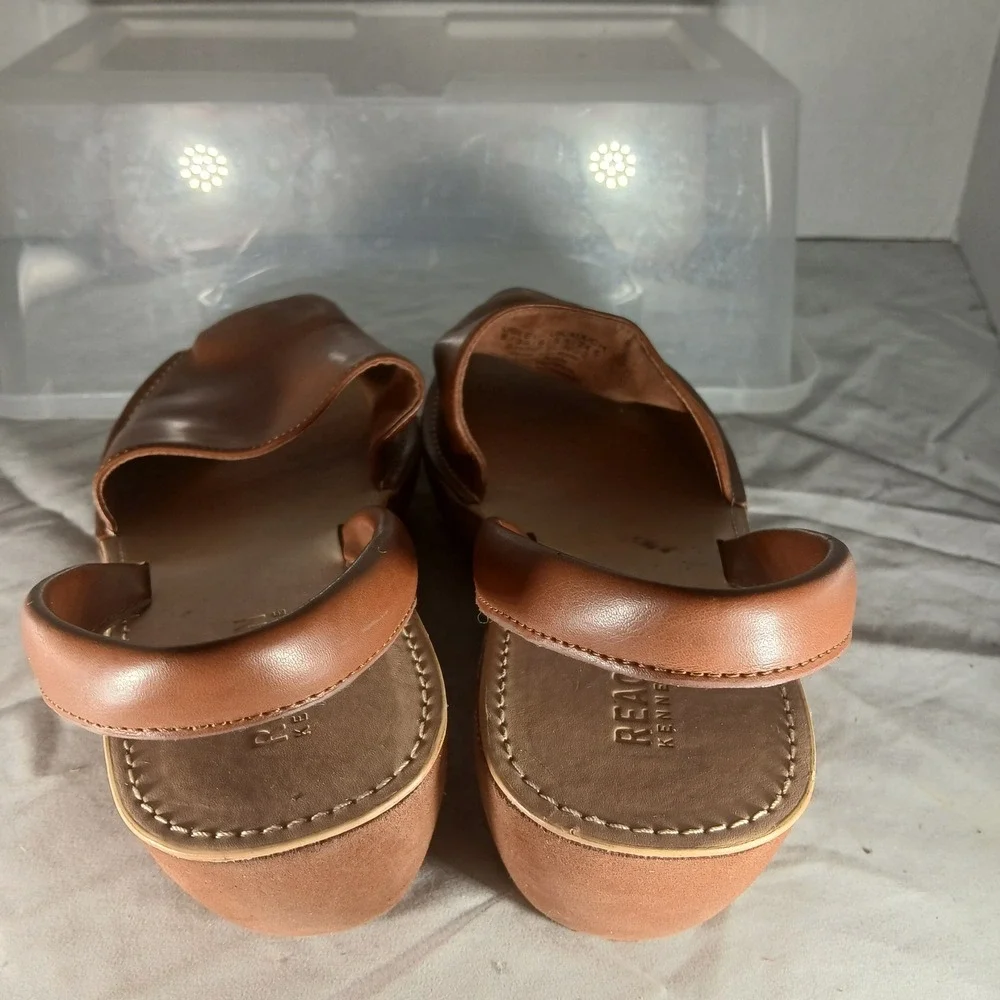 REACTION Kenneth Cole Brown Leather Slingback‎ Wedge Sandals Women US 8